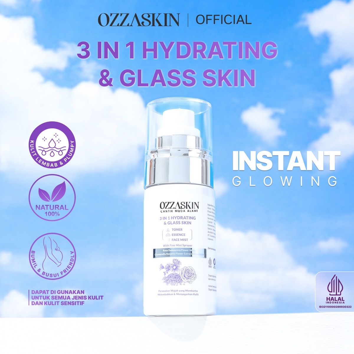 Ozzaskin 3 in 1 Hydrating & Glass Skin foto 1