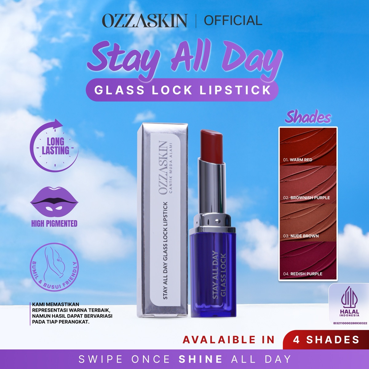 Ozzaskin Stay All Day Glass Lock Lipstick dan Stay All Day Hydra Matte Lipstick foto 1