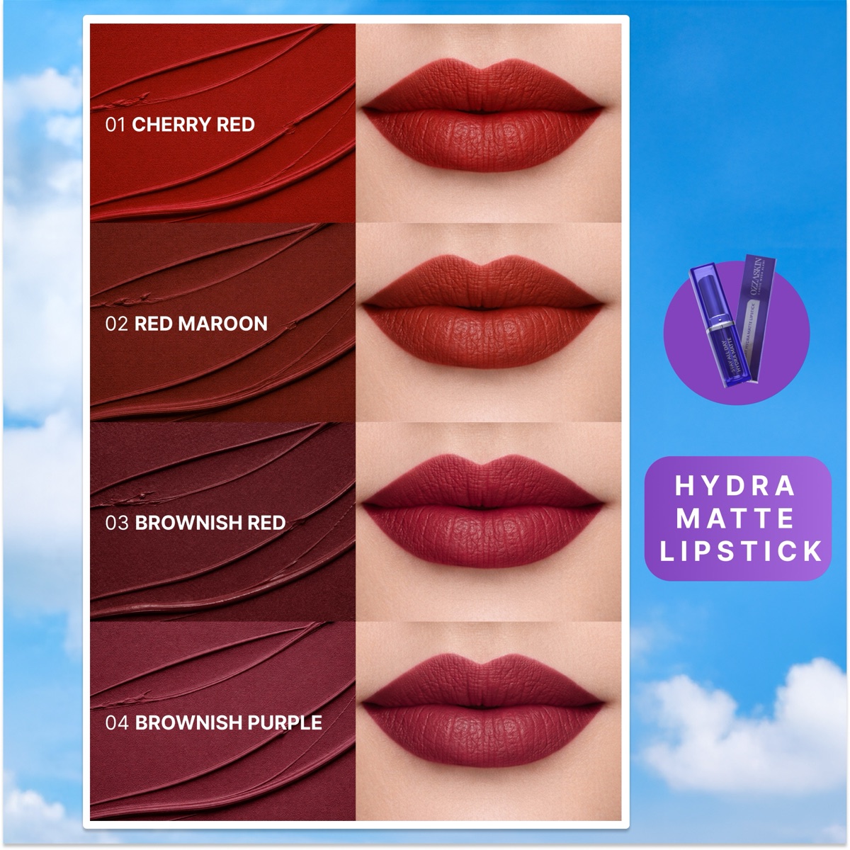 Ozzaskin Stay All Day Glass Lock Lipstick dan Stay All Day Hydra Matte Lipstick foto 5