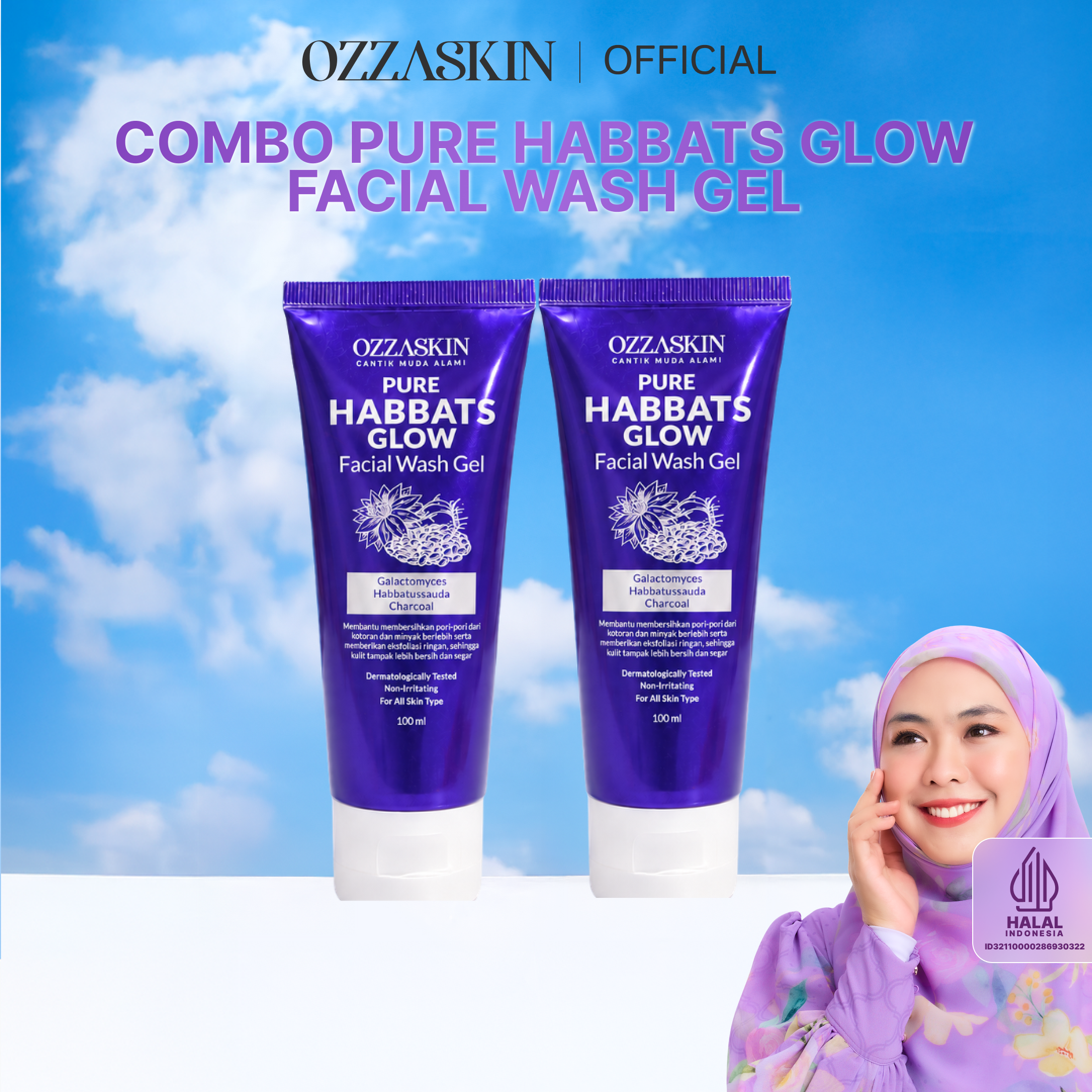 Ozzaskin Pure Habbats Glow Facial Wash Gel foto 2